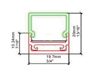 10ft. Aluminum LED U Channel QC-2020 W:3/4" x D:13/16" ID:11/16"