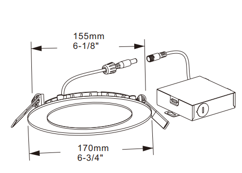 LED 6" Recessed Panel Light 120V 15W PDL-170A-15W