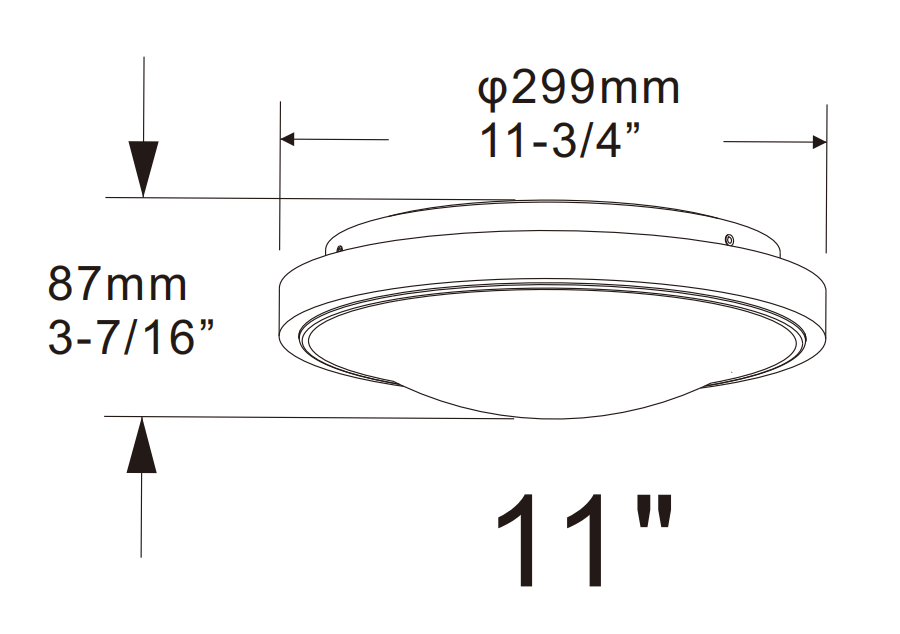 LED Dimmable 11" Decorative Ceiling Light Single Ring 120V 15W DSS-11-278-15W