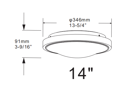 LED Dimmable 14" Decorative Ceiling Light Single Ring 120V 25W DSS-14-348-25W