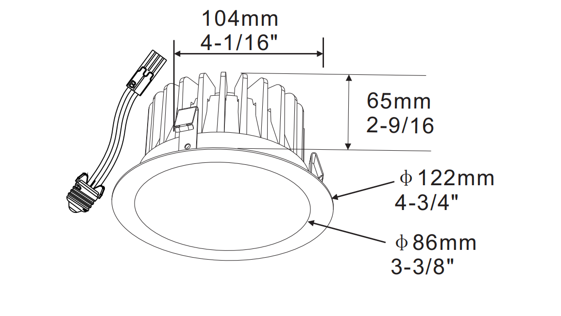 LED 4" Dimmable Retrofit Down Light 120V 15W - TM-290-15W