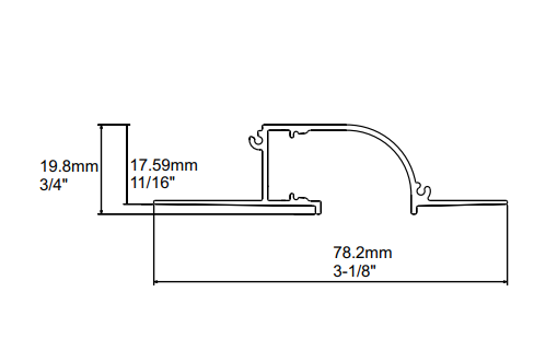 10ft. Aluminum LED Drywall(Plaster-In) Channel QC-7818 W:3-1/8" x D:3/4" ID:11/16"