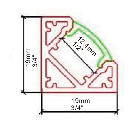 10ft. Aluminum LED L Channel QC-1919 W:3/4" x D:3/4" ID:1/2"