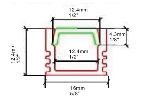 10ft. Aluminum LED U Channel QC-1612 W:5/8" x D:1/2" ID:1/2"