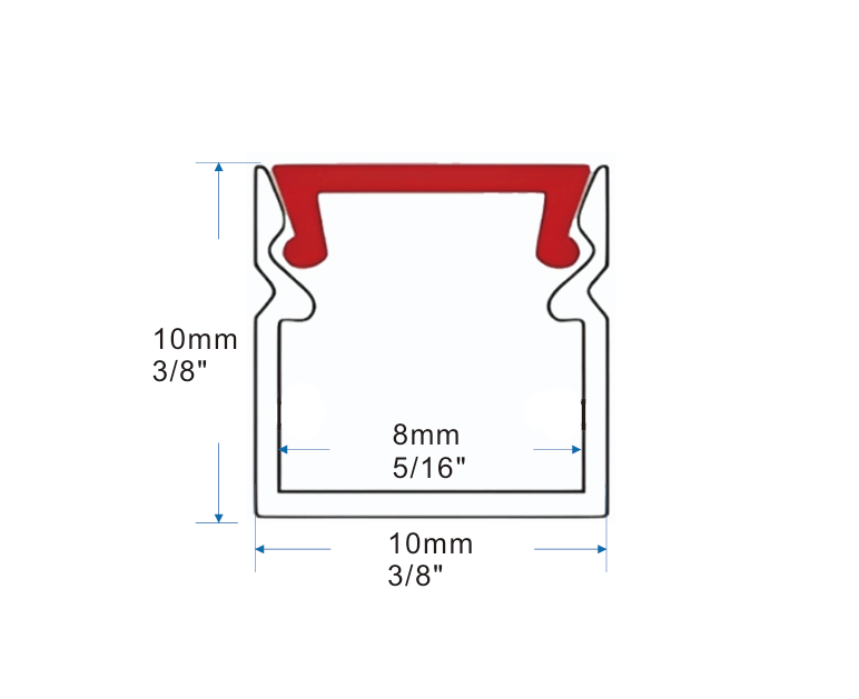 10ft. Aluminum LED U Channel QC-1010 W:3/8" x D:3/8" ID:5/16"
